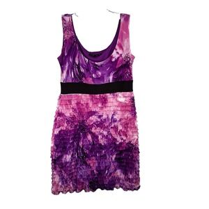 Tiana B Sleeveless Purple Ruffled Dress Size Medium Polyester/Spandex Mini‎
